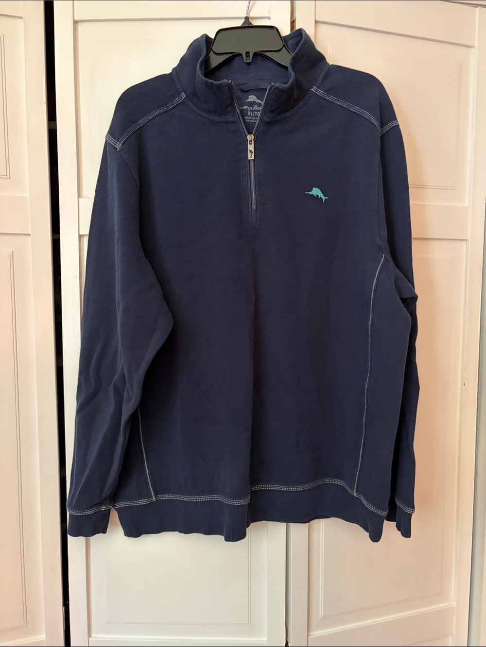 Tommy Bahama Men’s Navy Quarter-Zip Pullover with Teal  Logo